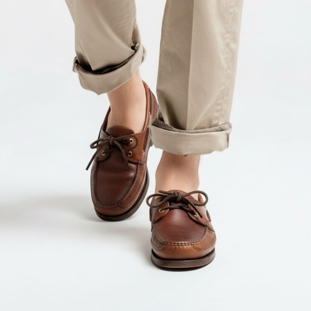Sebago Docksides Classic Boat Shoes Brown Leather. Size 9.5